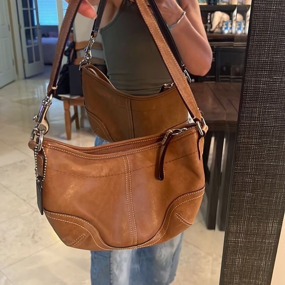 Coach Handbags - Coach MINI Soho Brown Tan Leather Hobo Bag Tan Stitching Purse Handbag F043-4283